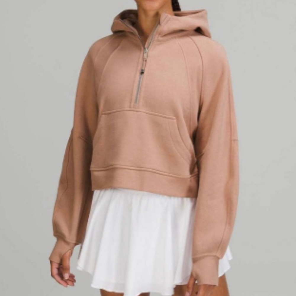 NWT 🍋 Lululemon Pink Clay Scuba Oversized Half Zip Hoodie Size XS/S